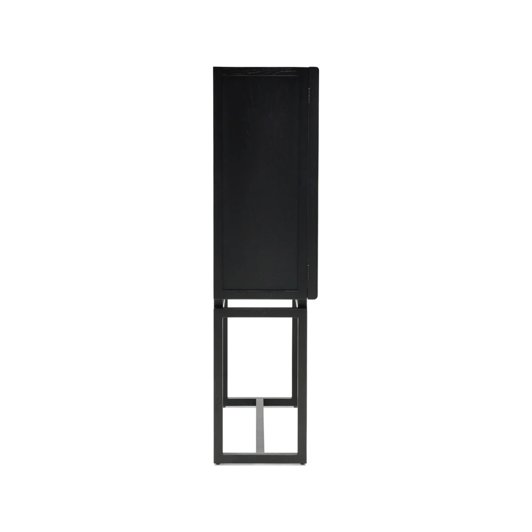Meuble de rangement moderne en chêne noir avec rangement pour bureau