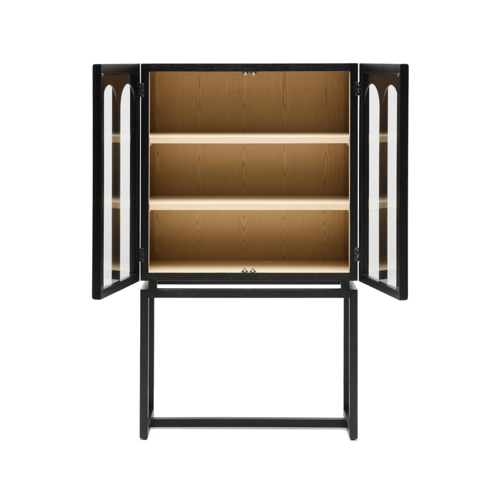 Meuble de rangement moderne en chêne noir avec rangement pour bureau