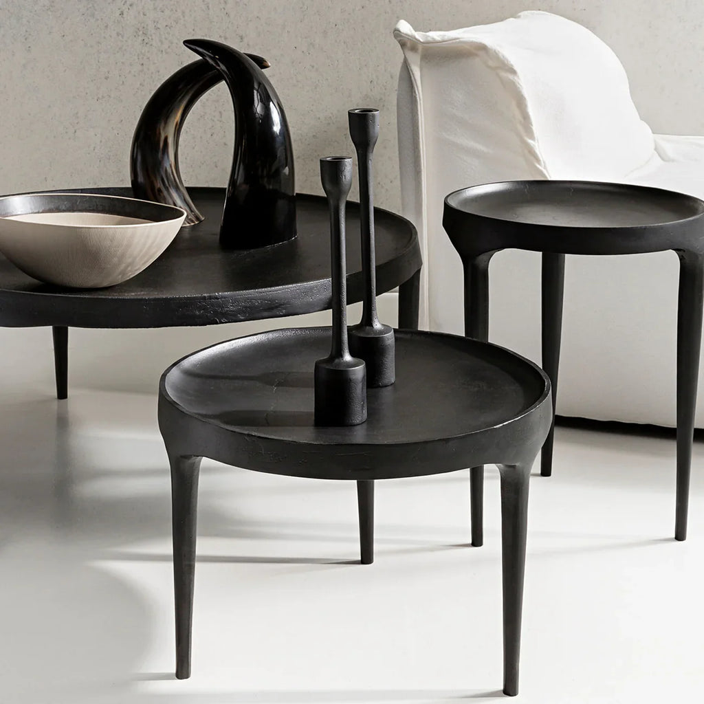 Table d'appoint en métal noir mat pour salon