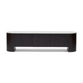 Meuble TV noyer et marbre style Mid-Century avec rangement pour salon