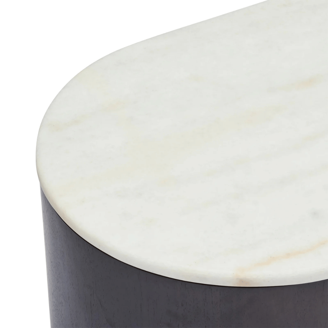 Meuble TV noyer et marbre style Mid-Century avec rangement pour salon