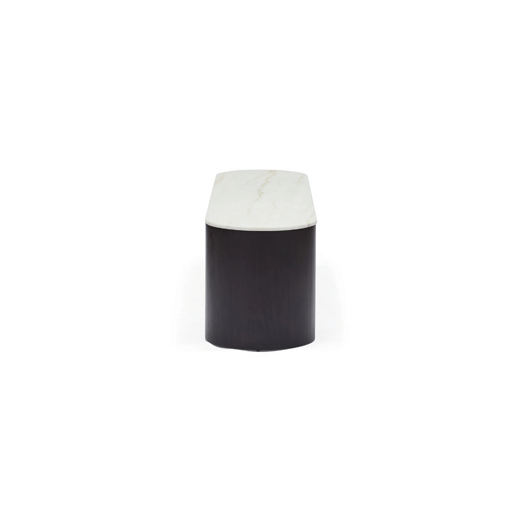 Meuble TV noyer et marbre style Mid-Century avec rangement pour salon
