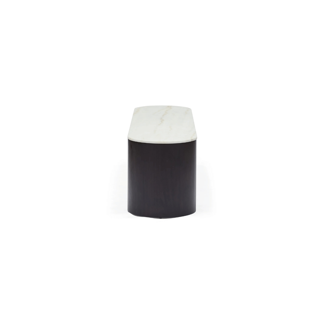 Meuble TV noyer et marbre style Mid-Century avec rangement pour salon