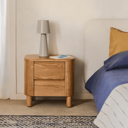 Table de chevet en frêne avec fermeture amortie pour chambre à coucher