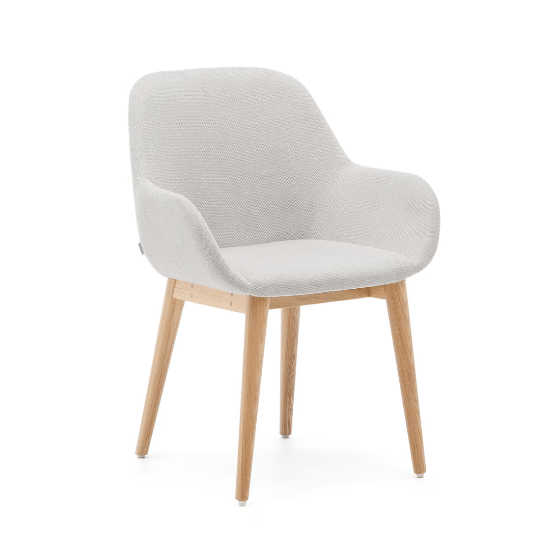 Chaise de salle à manger en frêne naturel avec mousse haute densité et pieds en bois massif