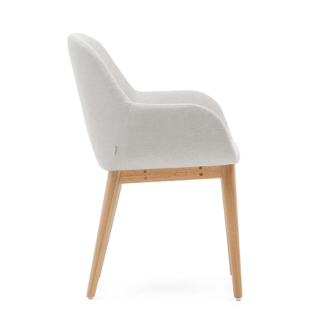 Chaise de salle à manger en frêne naturel avec mousse haute densité et pieds en bois massif