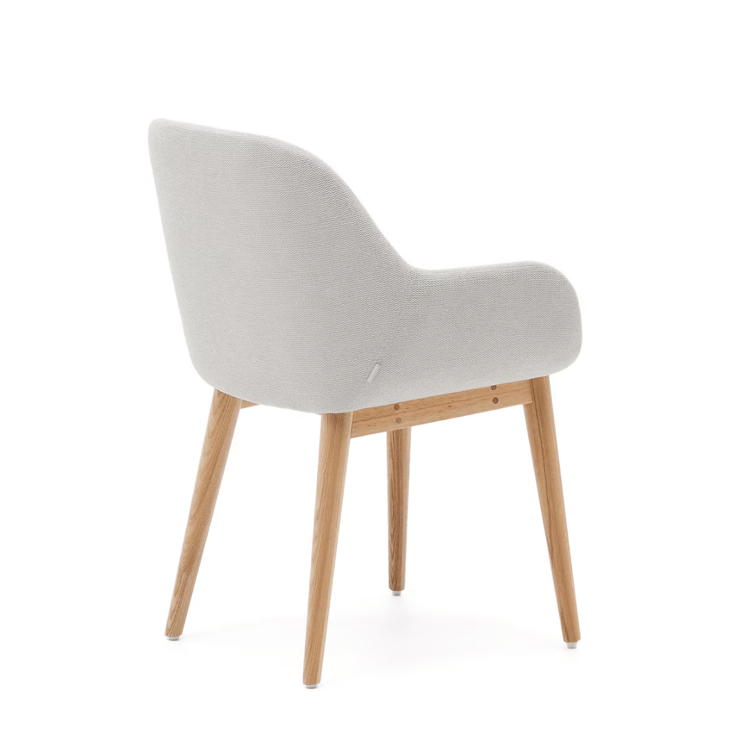 Chaise de salle à manger en frêne naturel avec mousse haute densité et pieds en bois massif