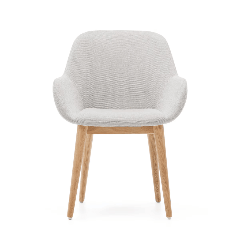 Chaise de salle à manger en frêne naturel avec mousse haute densité et pieds en bois massif