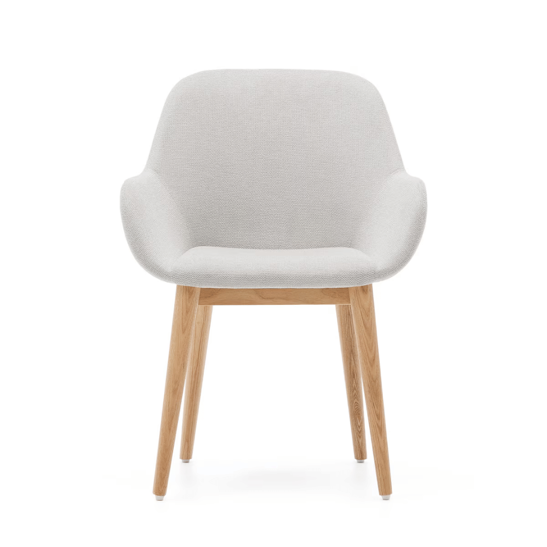 Chaise de salle à manger en frêne naturel avec mousse haute densité et pieds en bois massif