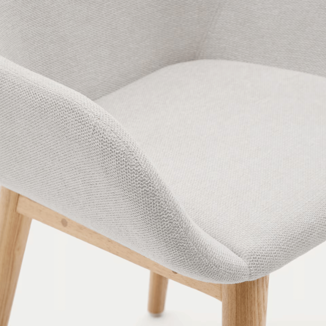 Chaise de salle à manger en frêne naturel avec mousse haute densité et pieds en bois massif