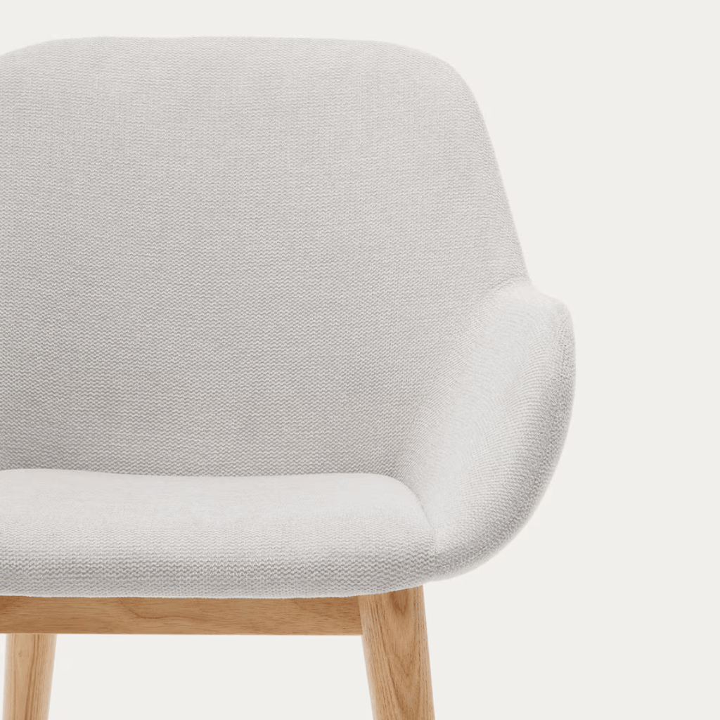Chaise de salle à manger en frêne naturel avec mousse haute densité et pieds en bois massif
