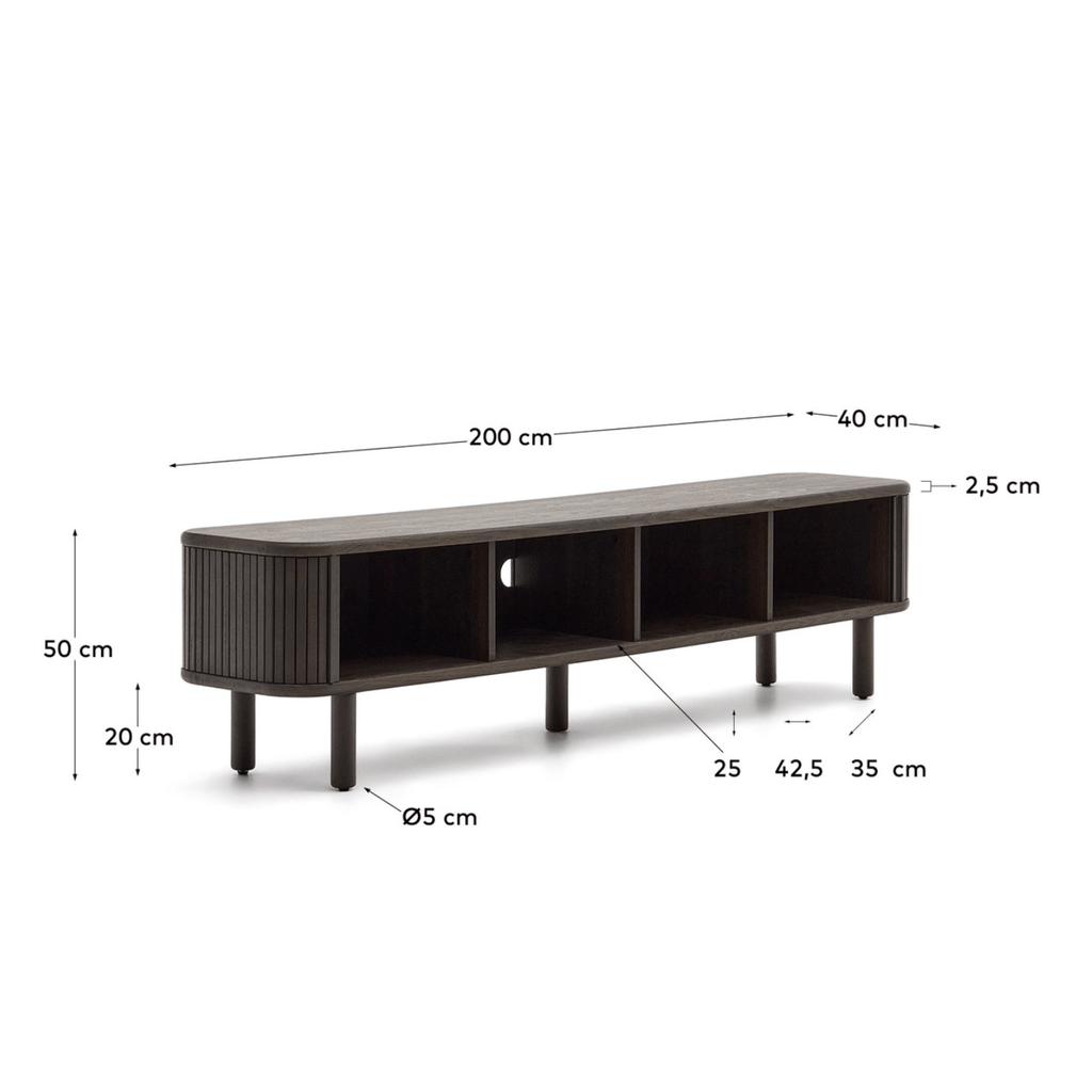 Meuble TV en frêne brun style Mid-Century pour salon
