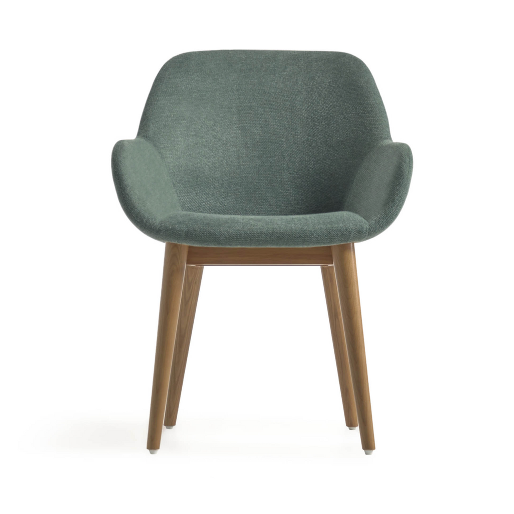 Chaise de salle à manger Green Ash avec mousse haute densité et pieds en bois pour salle à manger