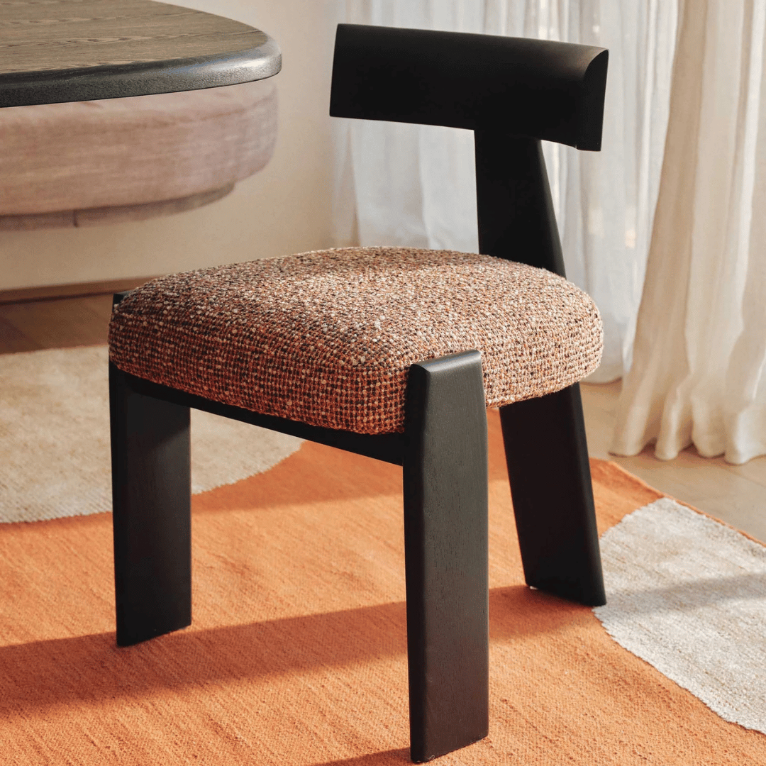 Chaise de salle à manger en chêne noir avec mousse haute densité et assise rembourrée pour salle à manger