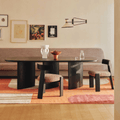 Chaise de salle à manger en chêne noir avec mousse haute densité et assise rembourrée pour salle à manger