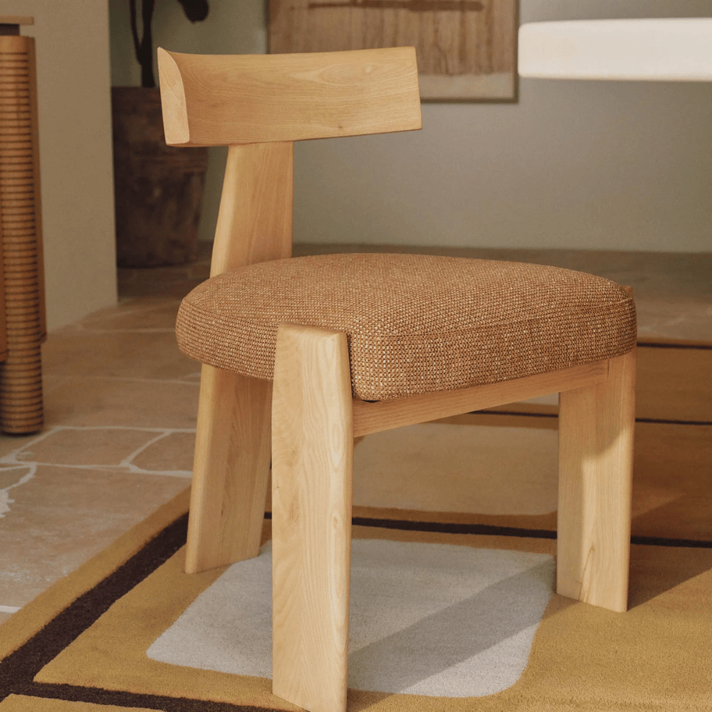 Chaise de salle à manger en chêne naturel avec mousse haute densité et assise rembourrée