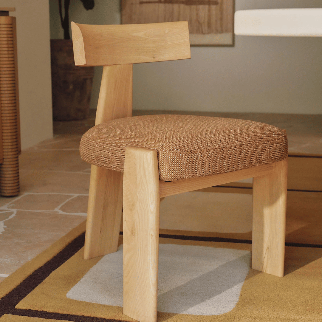 Chaise de salle à manger en chêne naturel avec mousse haute densité et assise rembourrée