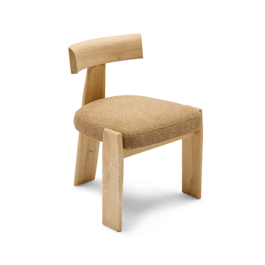 Chaise de salle à manger en chêne naturel avec mousse haute densité et assise rembourrée