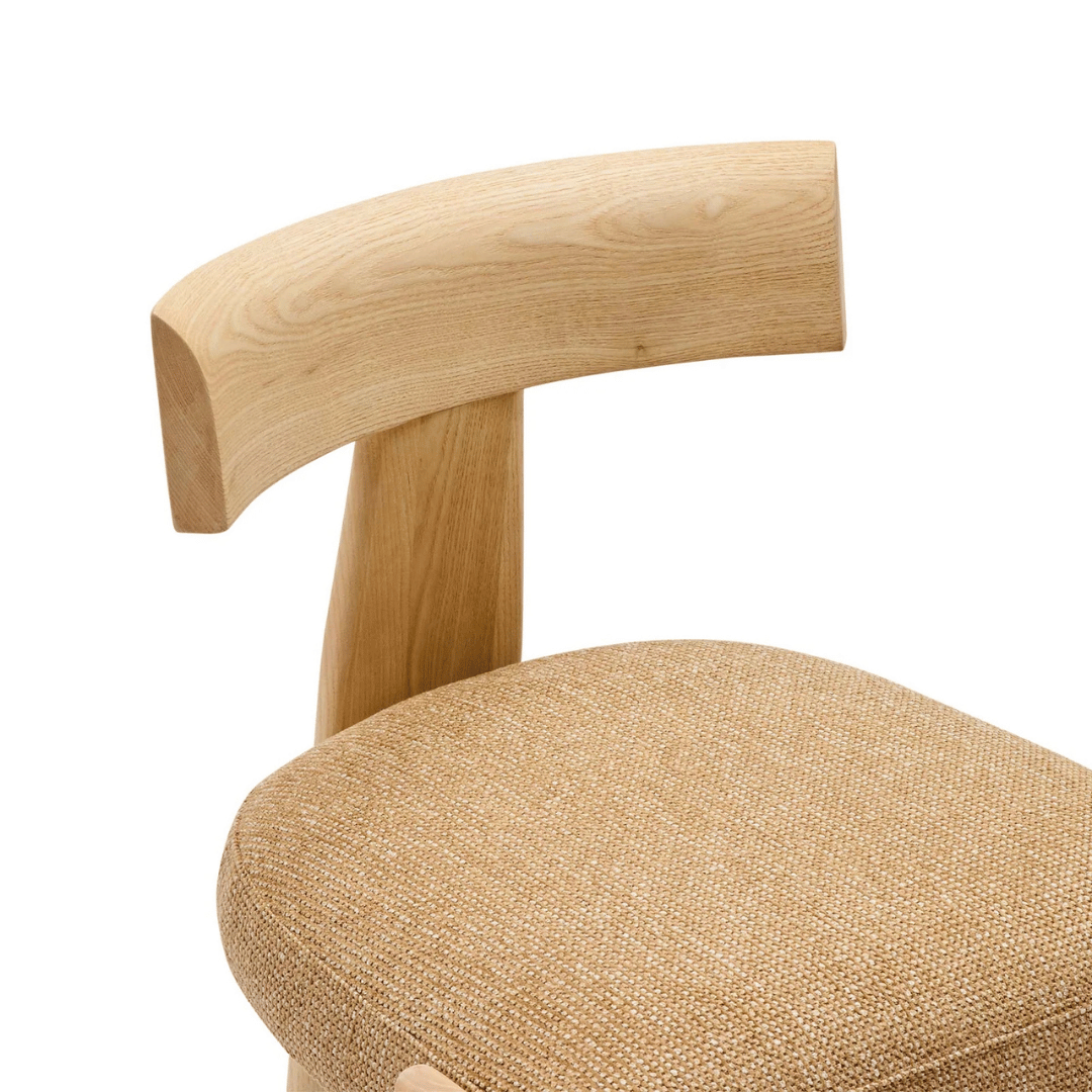 Chaise de salle à manger en chêne naturel avec mousse haute densité et assise rembourrée