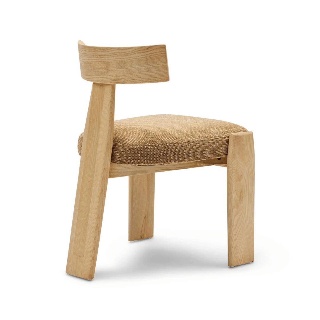 Chaise de salle à manger en chêne naturel avec mousse haute densité et assise rembourrée