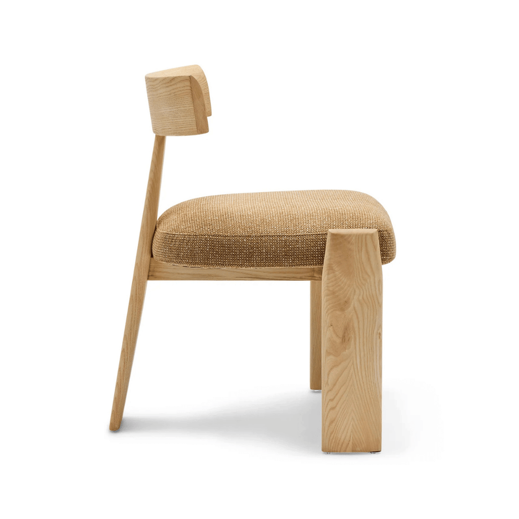 Chaise de salle à manger en chêne naturel avec mousse haute densité et assise rembourrée
