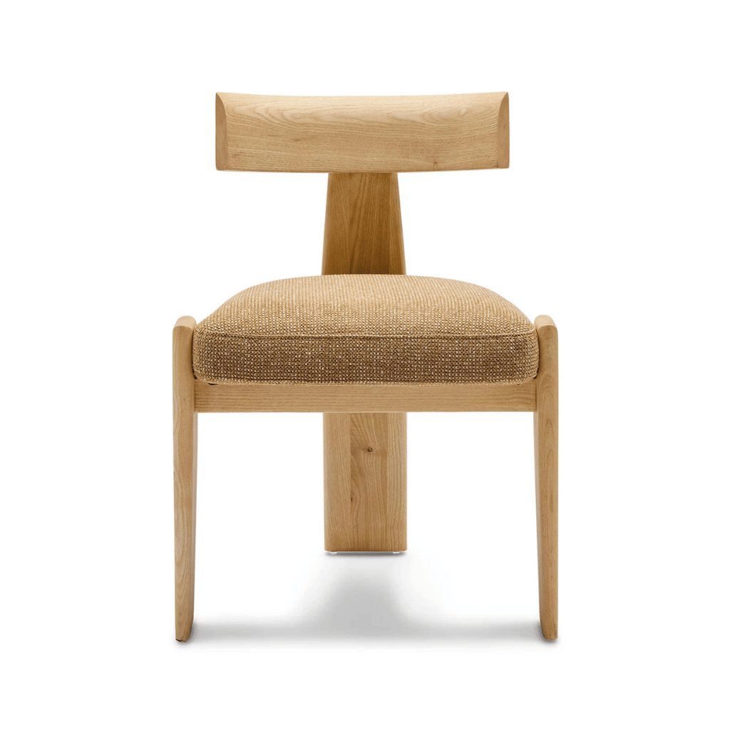 Chaise de salle à manger en chêne naturel avec mousse haute densité et assise rembourrée