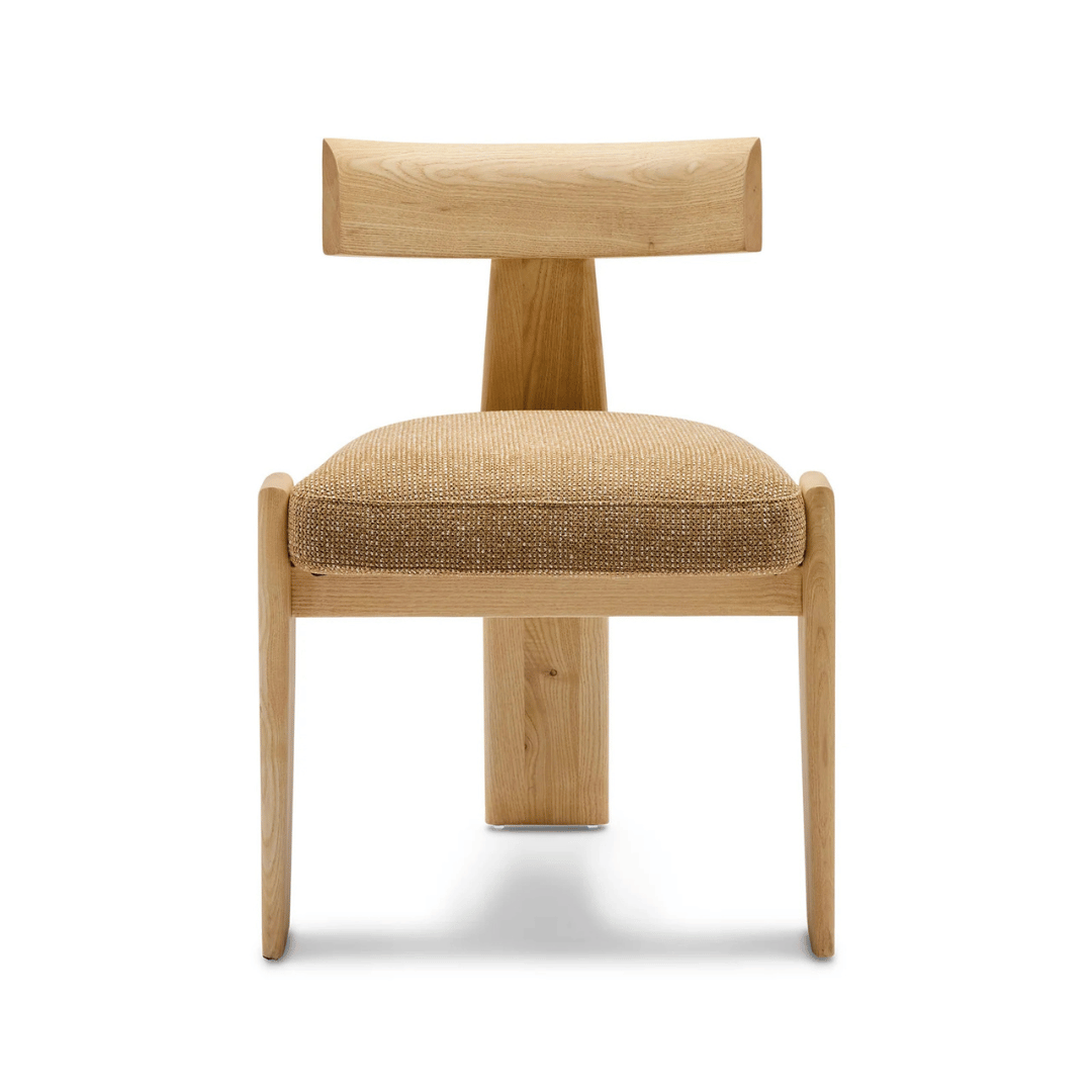 Chaise de salle à manger en chêne naturel avec mousse haute densité et assise rembourrée