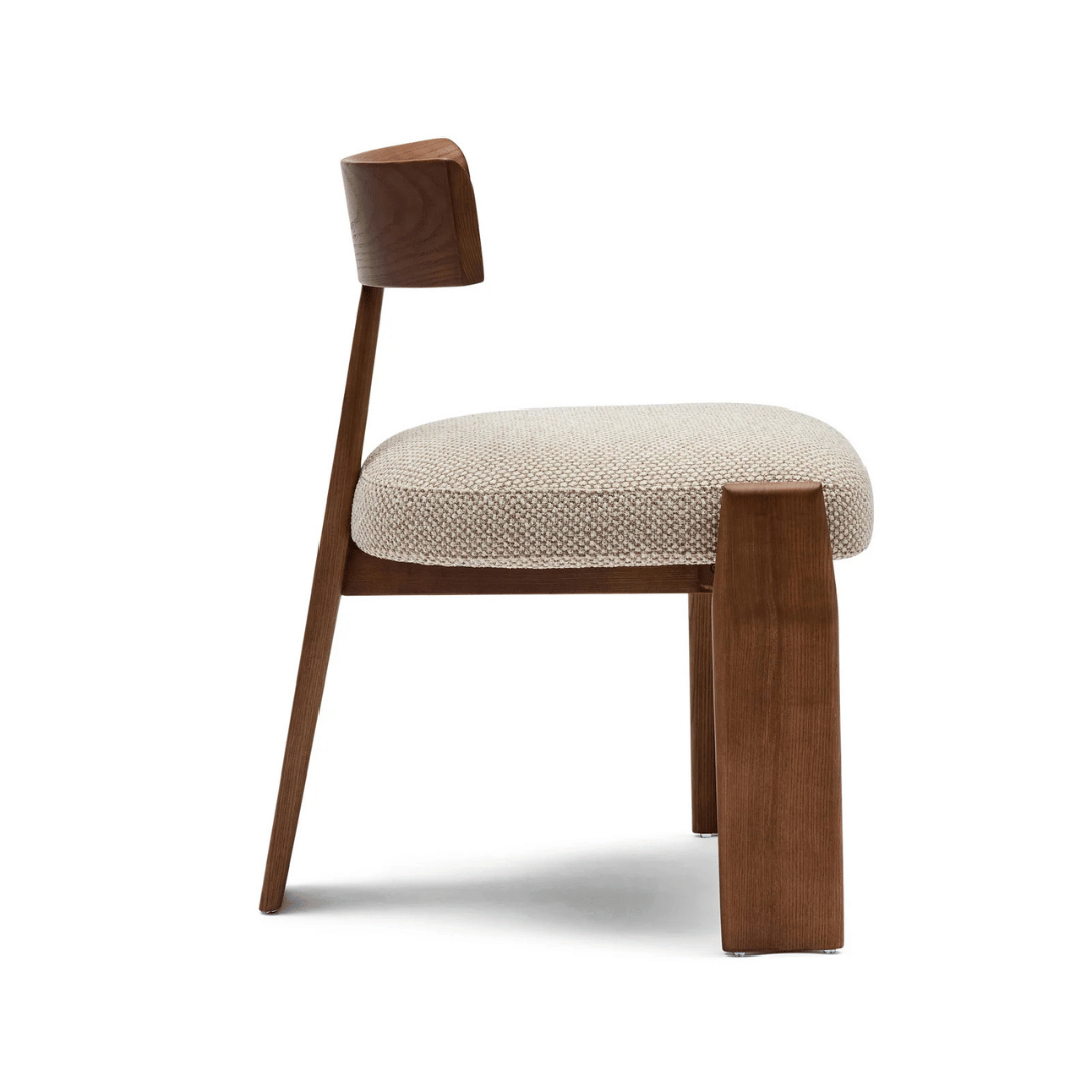 Chaise de salle à manger en noyer brun avec mousse haute densité et assise rembourrée pour salle à manger