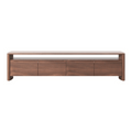 Meuble TV Mid-Century en noyer naturel avec rangements pour salon
