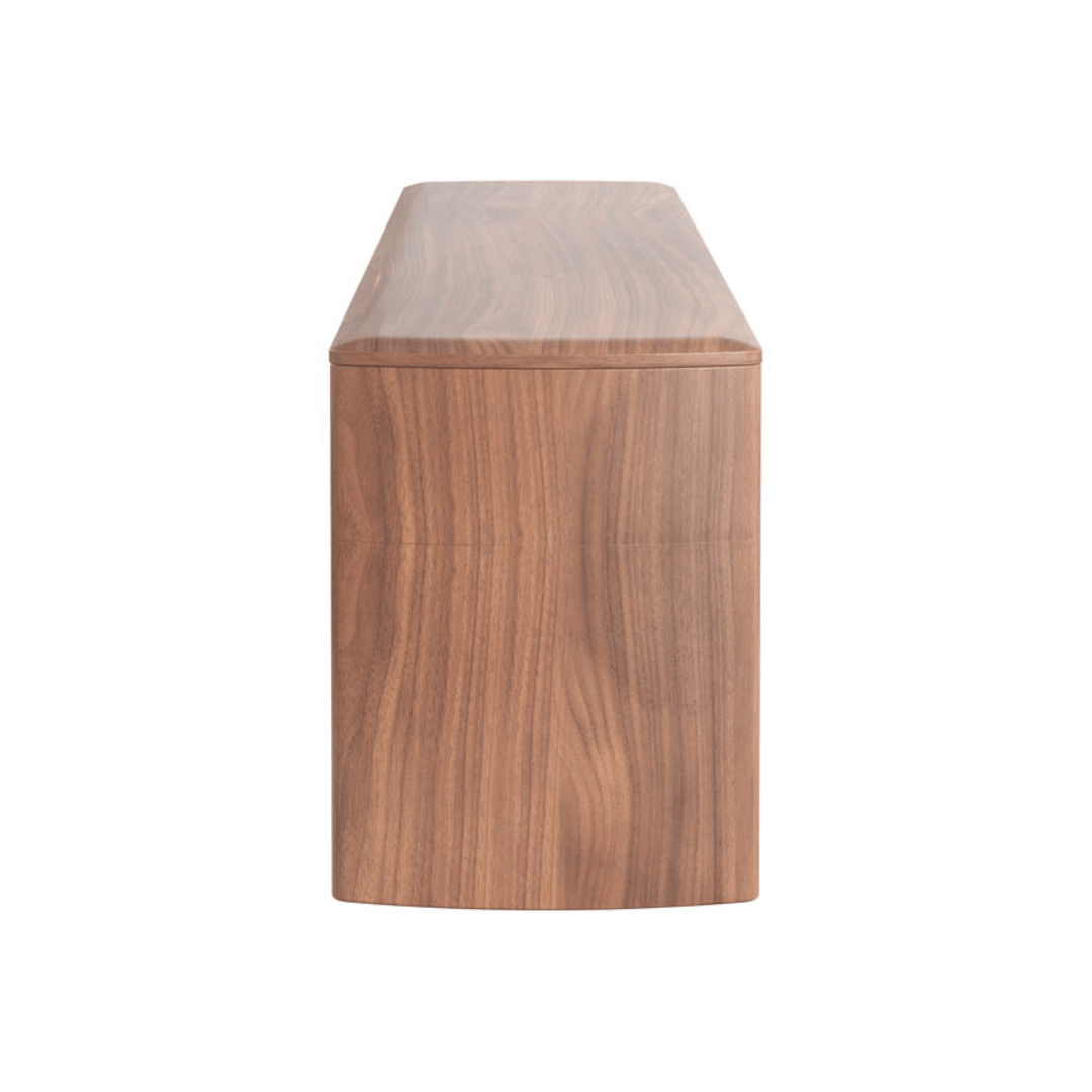 Meuble TV Mid-Century en noyer naturel avec rangements pour salon