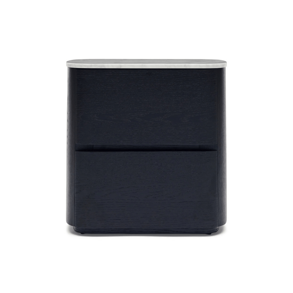 Table de chevet en marbre de chêne noir avec fermeture douce et rangement pour chambre à coucher