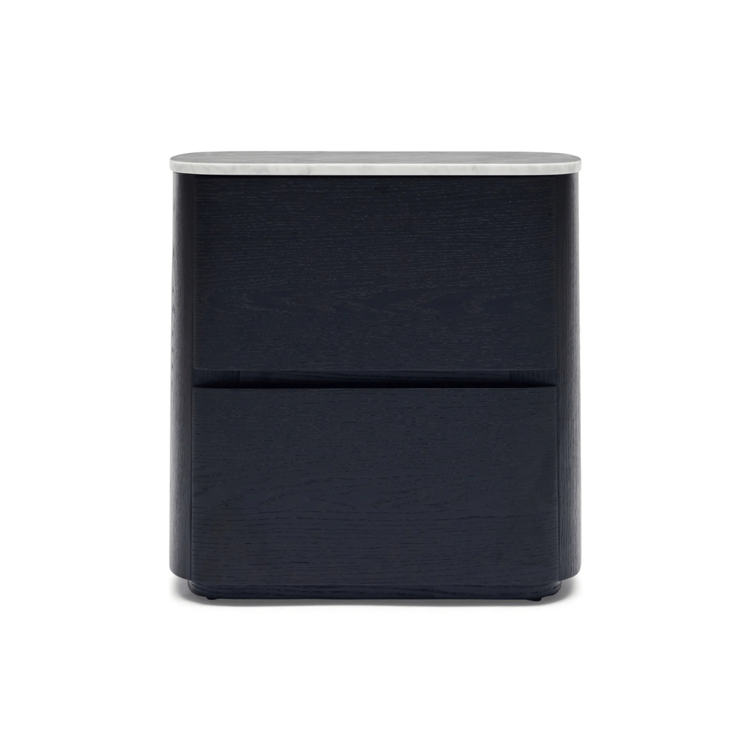 Table de chevet en marbre de chêne noir avec fermeture douce et rangement pour chambre à coucher