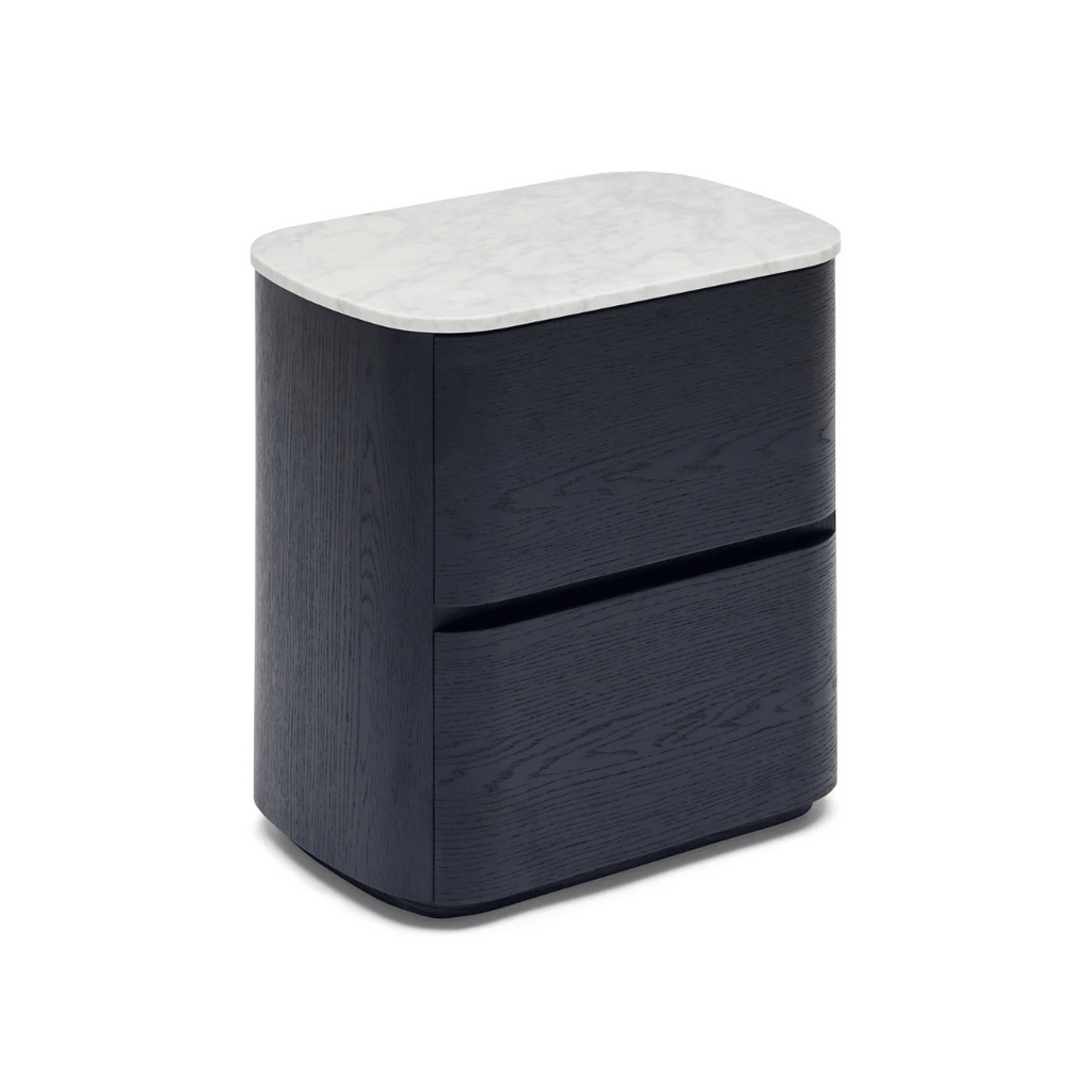 Table de chevet en marbre de chêne noir avec fermeture douce et rangement pour chambre à coucher