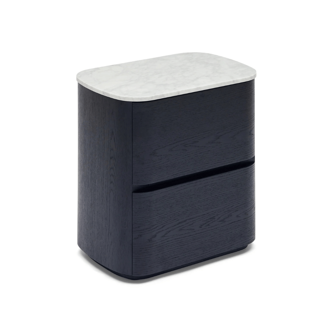Table de chevet en marbre de chêne noir avec fermeture douce et rangement pour chambre à coucher