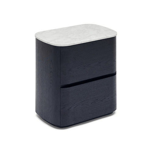 Table de chevet en marbre de chêne noir avec fermeture douce et rangement pour chambre à coucher