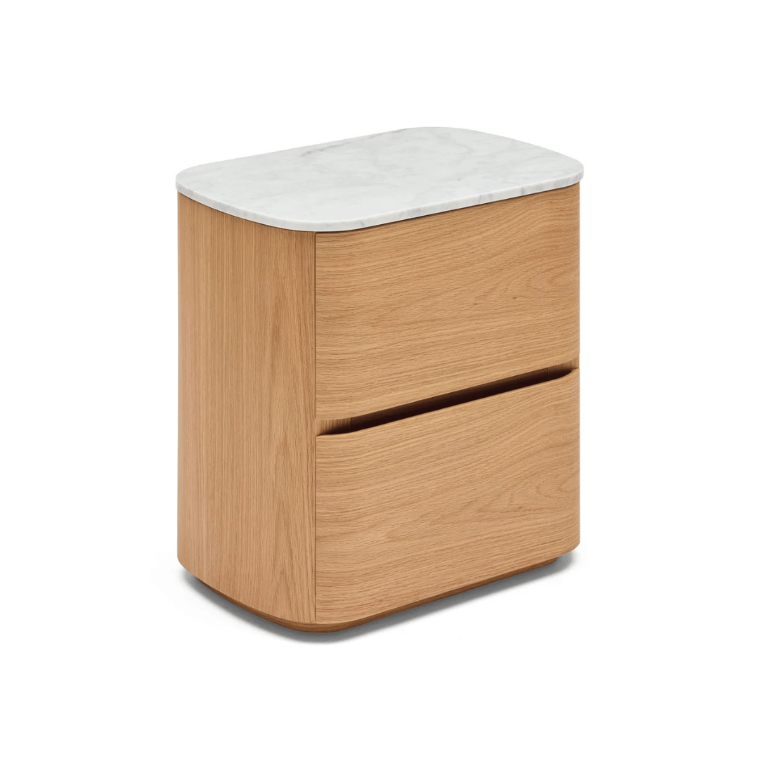 Table de chevet en marbre naturel avec tiroir à fermeture douce et rangement pour chambre à coucher