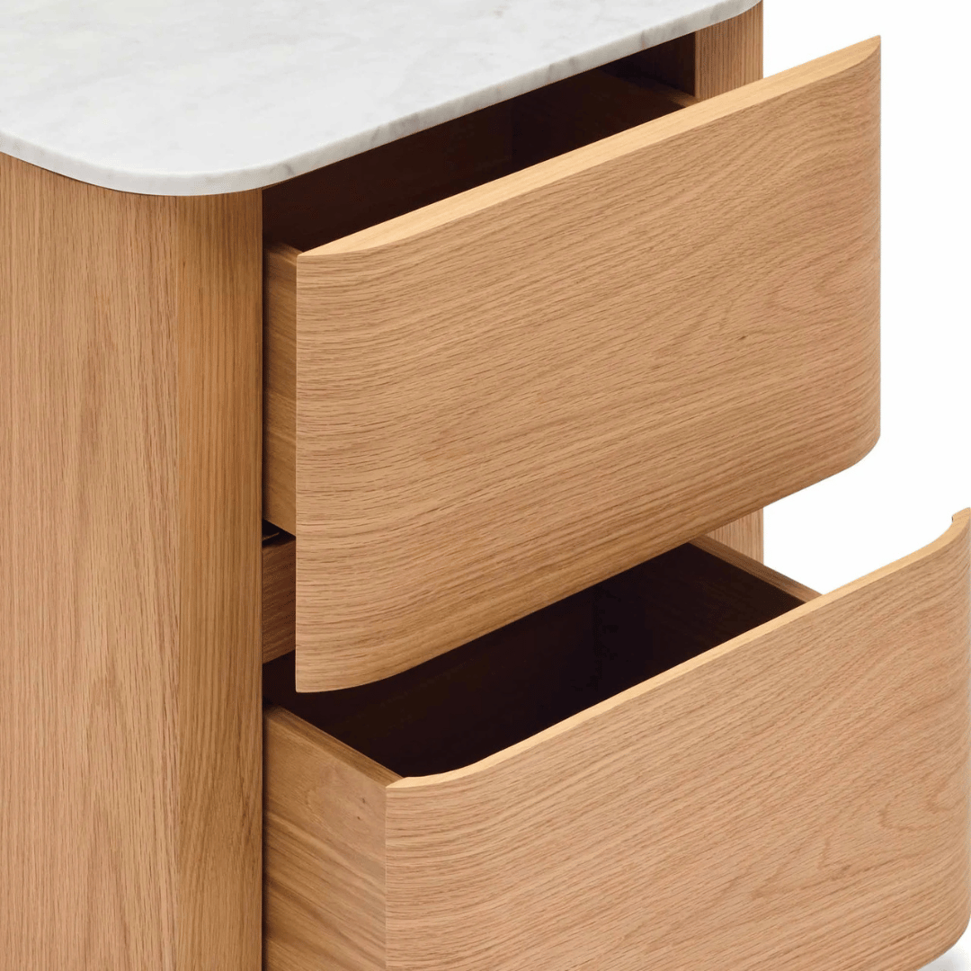 Table de chevet en marbre naturel avec tiroir à fermeture douce et rangement pour chambre à coucher