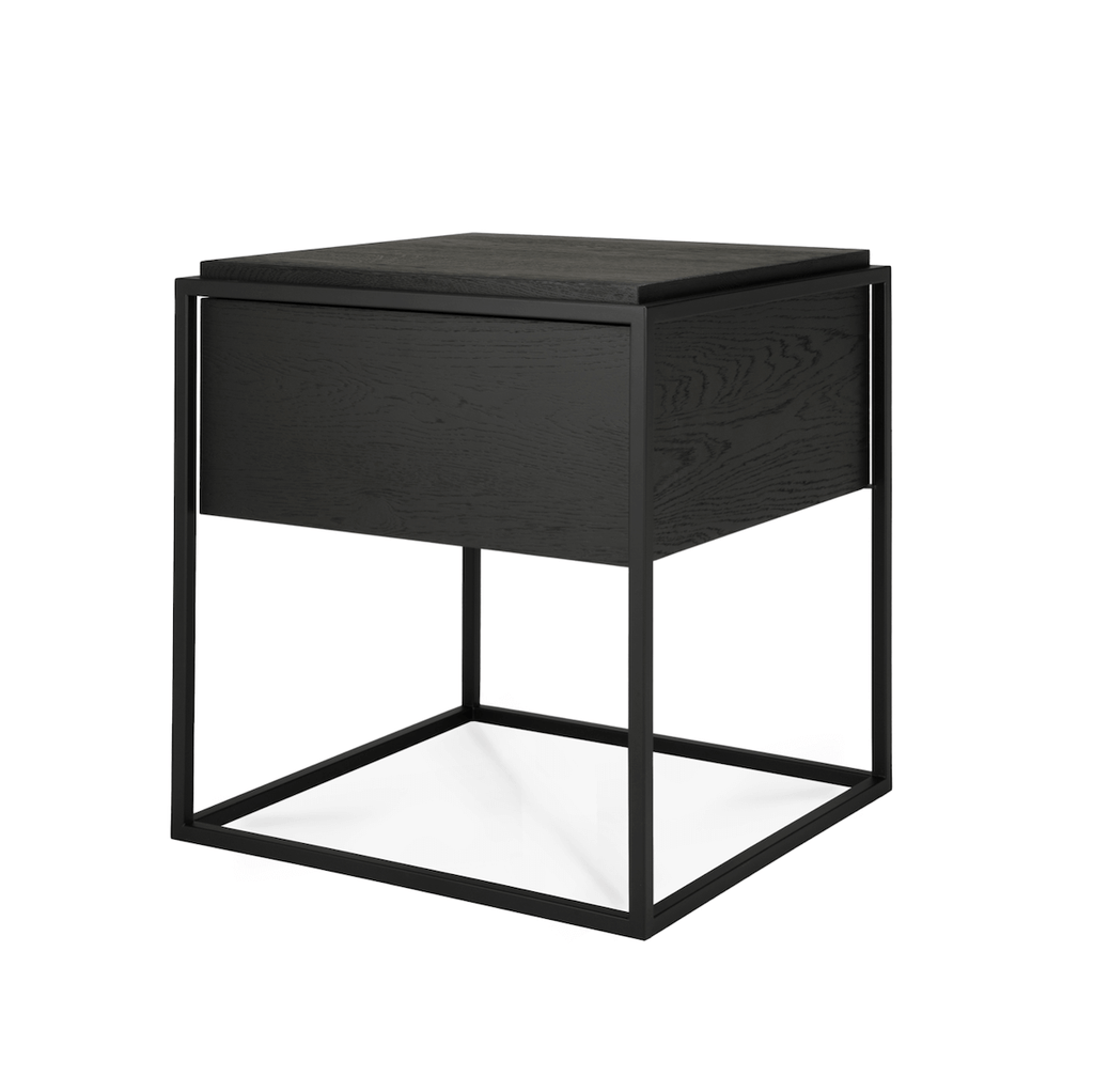 Table de chevet moderne en chêne noir avec extension complète pour chambre à coucher