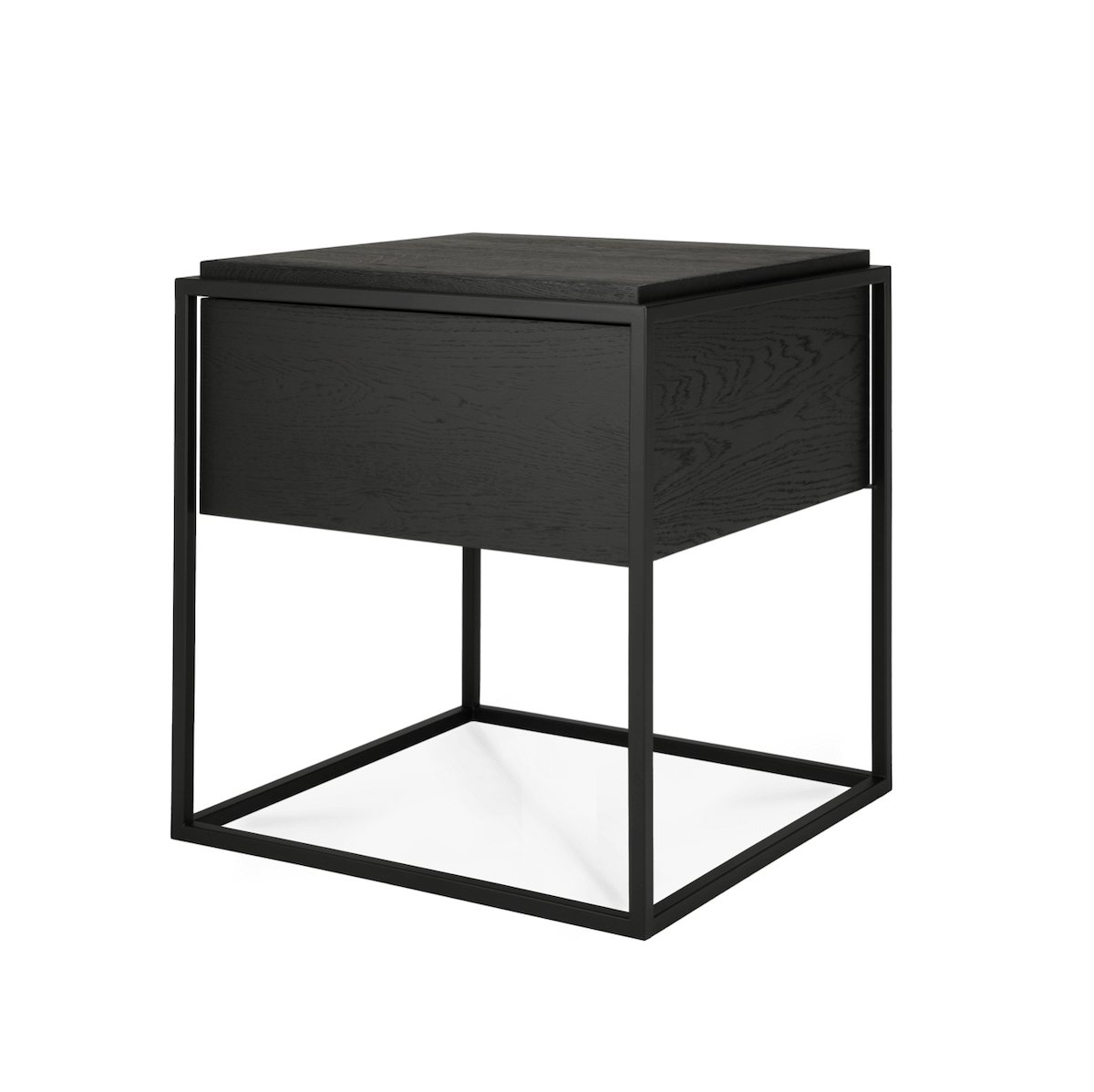 Table de chevet moderne en chêne noir avec extension complète pour chambre à coucher