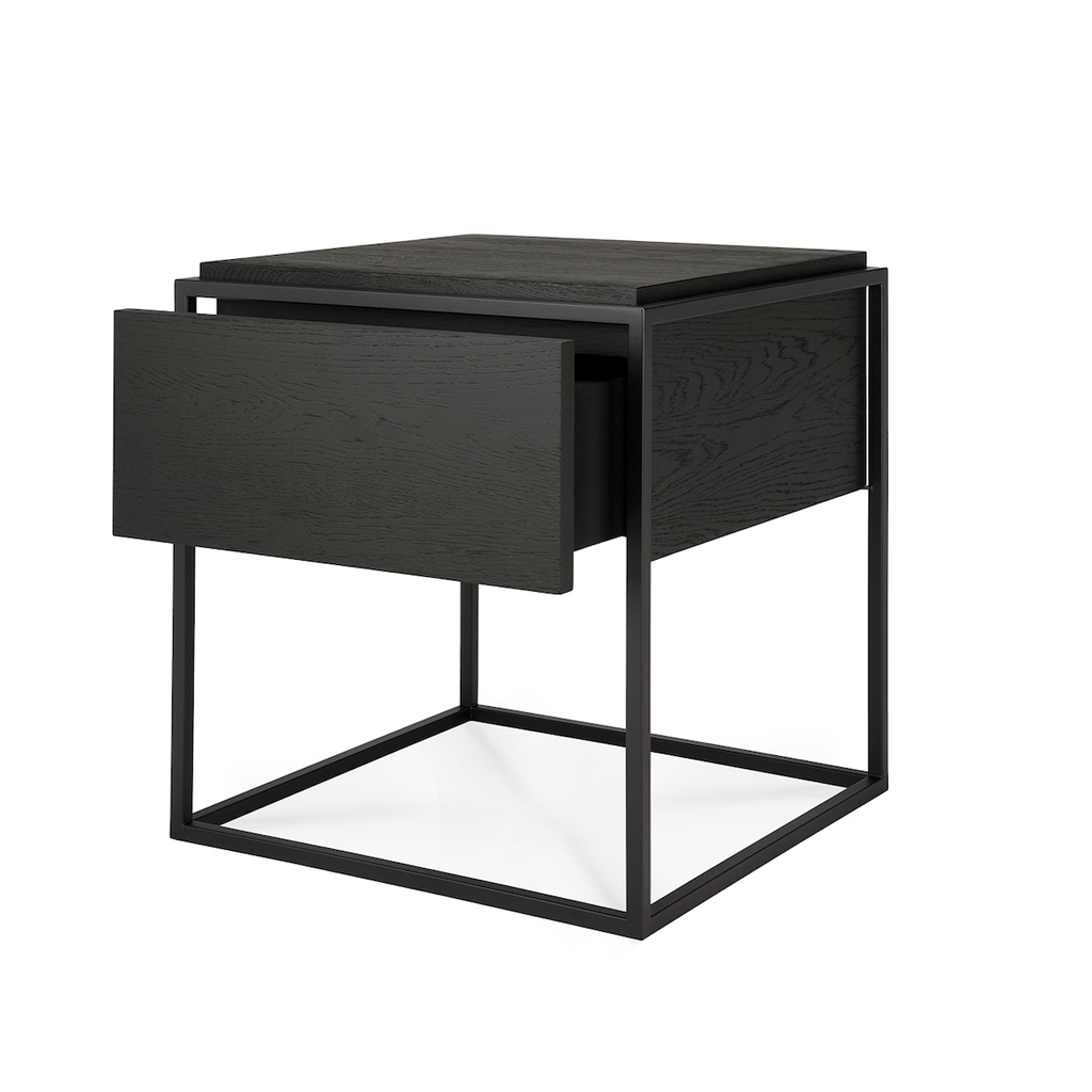 Table de chevet moderne en chêne noir avec extension complète pour chambre à coucher