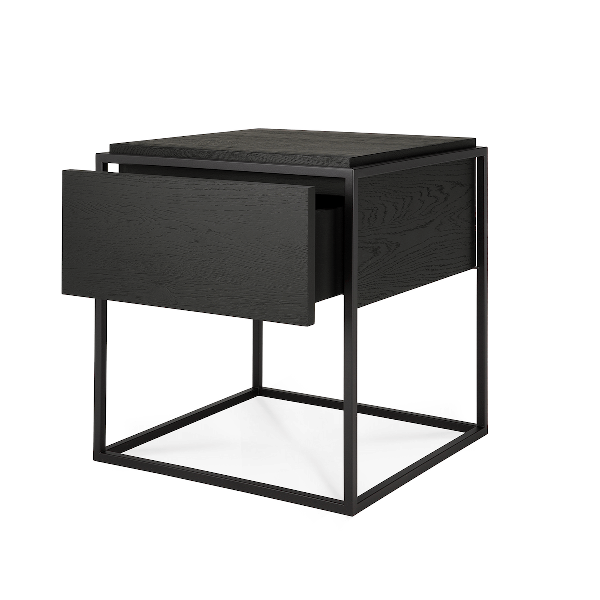 Table de chevet moderne en chêne noir avec extension complète pour chambre à coucher