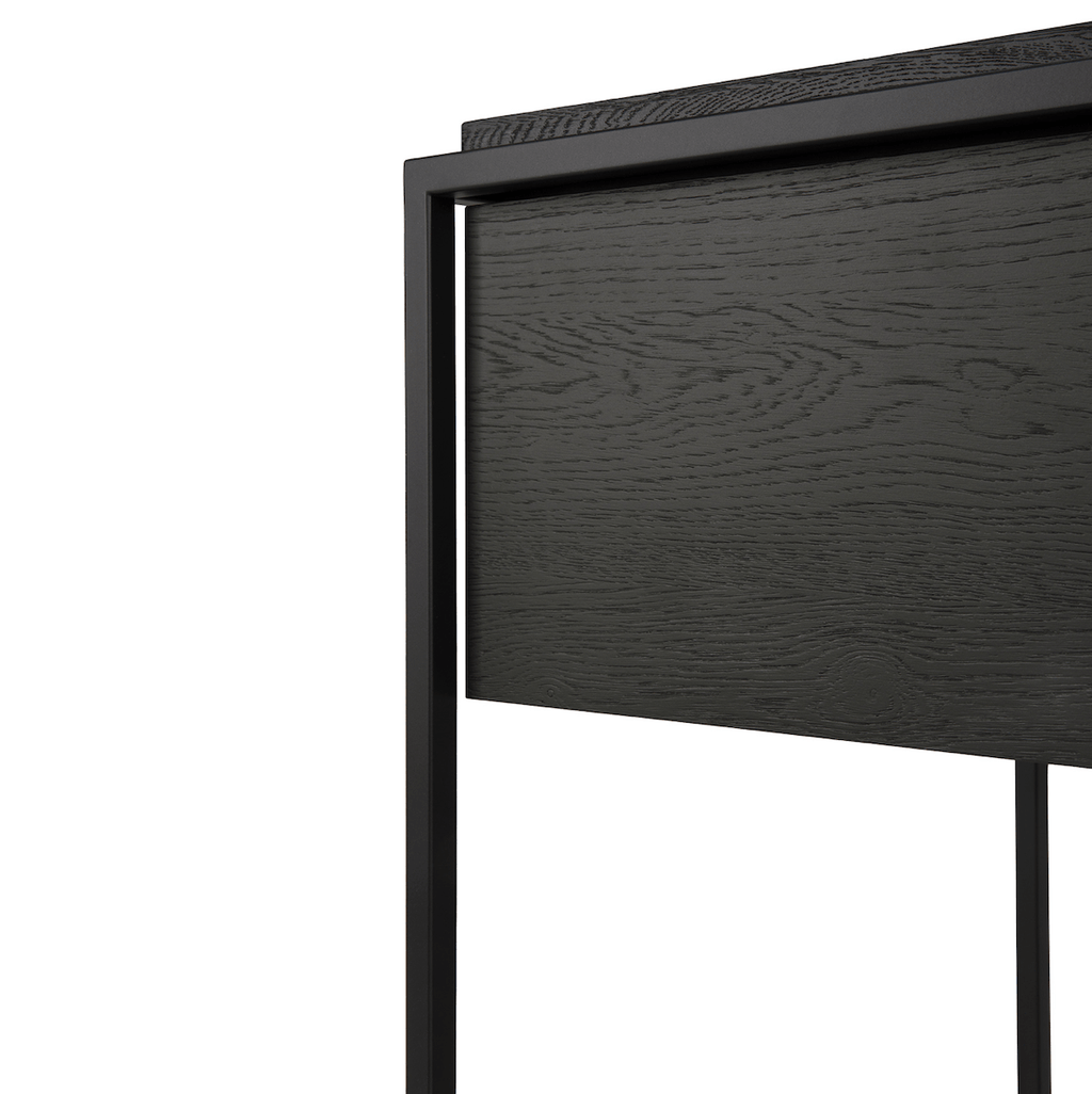 Table de chevet moderne en chêne noir avec extension complète pour chambre à coucher