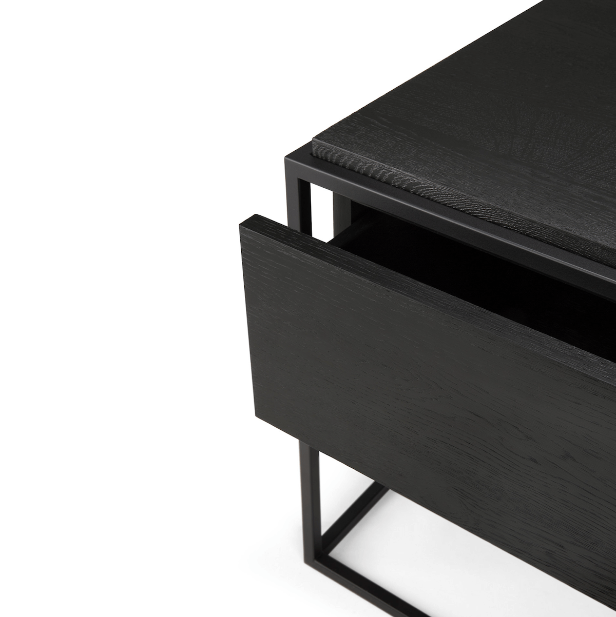 Table de chevet moderne en chêne noir avec extension complète pour chambre à coucher