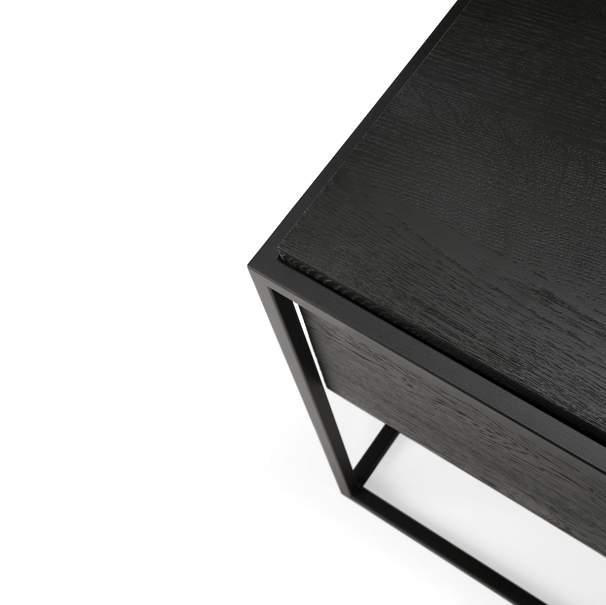Table de chevet moderne en chêne noir avec extension complète pour chambre à coucher