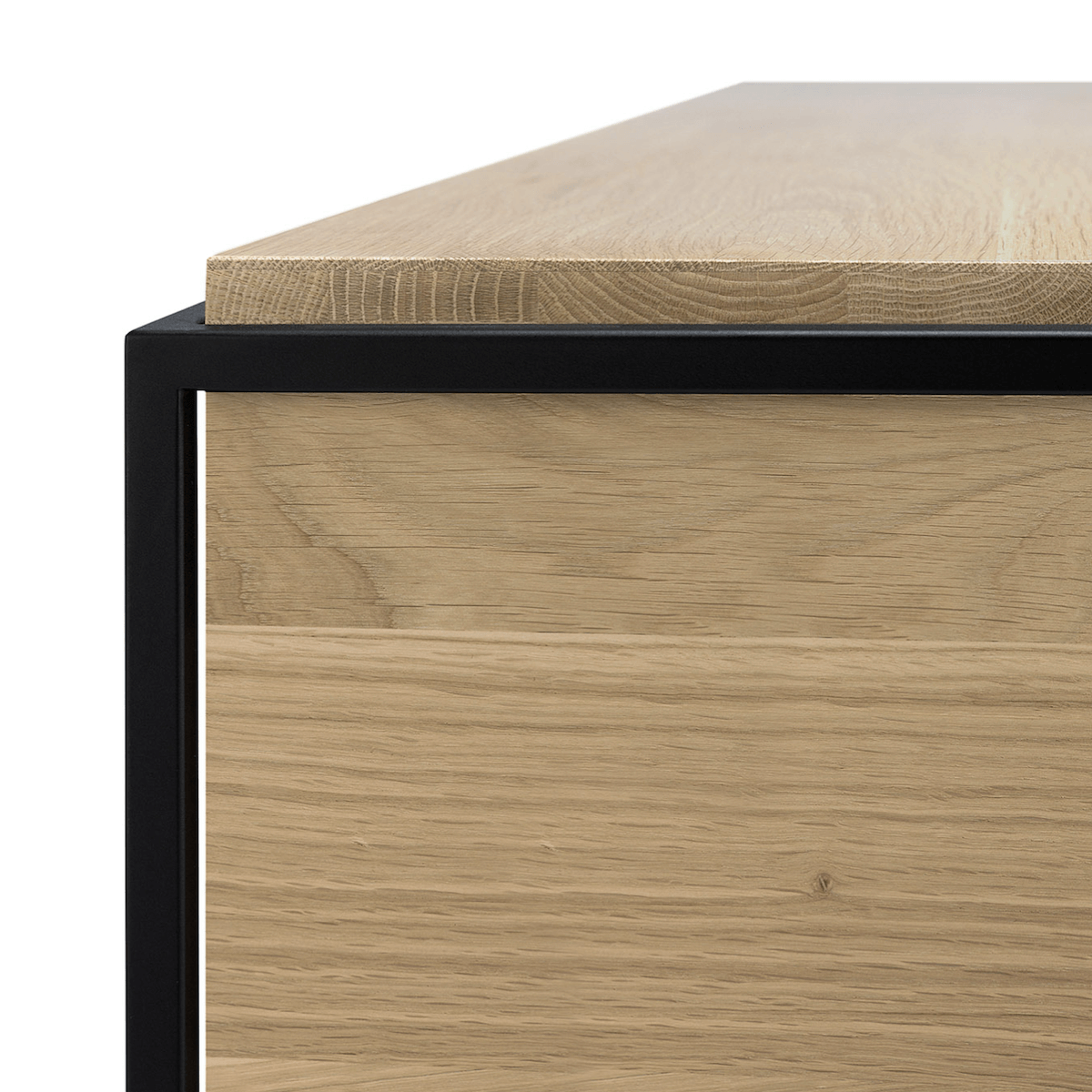 Table de chevet moderne en chêne naturel avec tiroir à extension complète pour chambre à coucher