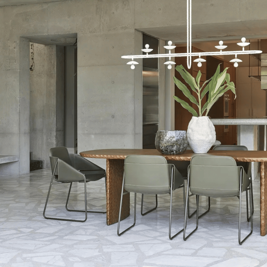 Chaise de salle à manger industrielle en cuir vert avec revêtement en tissu
