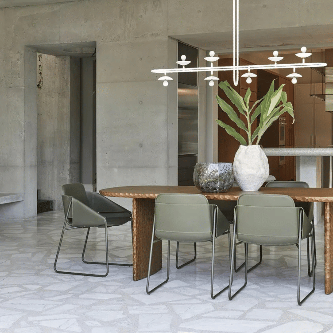 Chaise de salle à manger industrielle en cuir vert avec revêtement en tissu