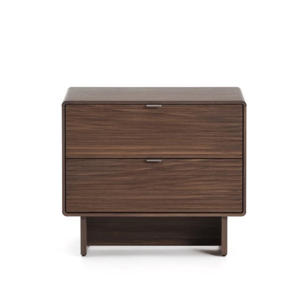 Table de chevet en noyer brun de style Mid-Century pour chambre à coucher