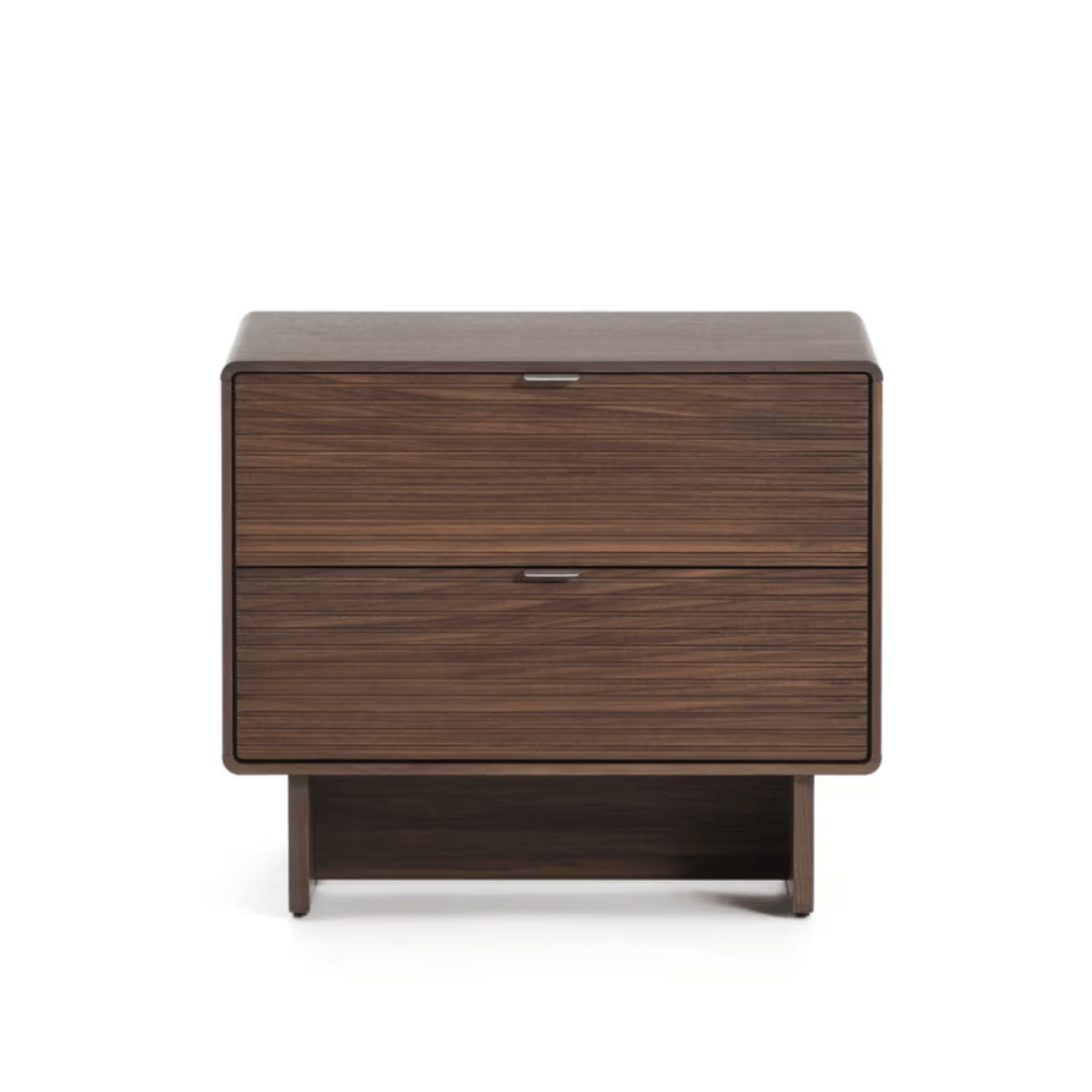 Table de chevet en noyer brun de style Mid-Century pour chambre à coucher