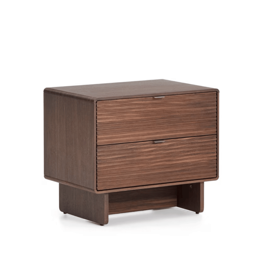 Table de chevet en noyer brun de style Mid-Century pour chambre à coucher
